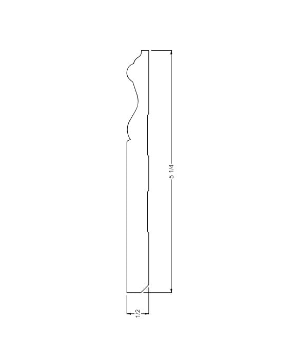 MDF Colonial Baseboard 1/2" x 5 1/4" x 12'