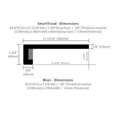 TORLYS EverWood SmartTread Kit Beach House Tread 43 5/16” x 11 13/16” x 1 ¾” drop face – Riser 7 ½” (2 Sets Per Box)